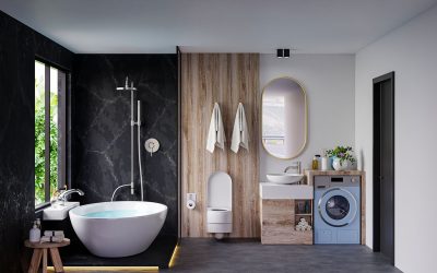 Opter pour la salle de bain noire et en bois pour avoir une ambiance sublime et moderne 